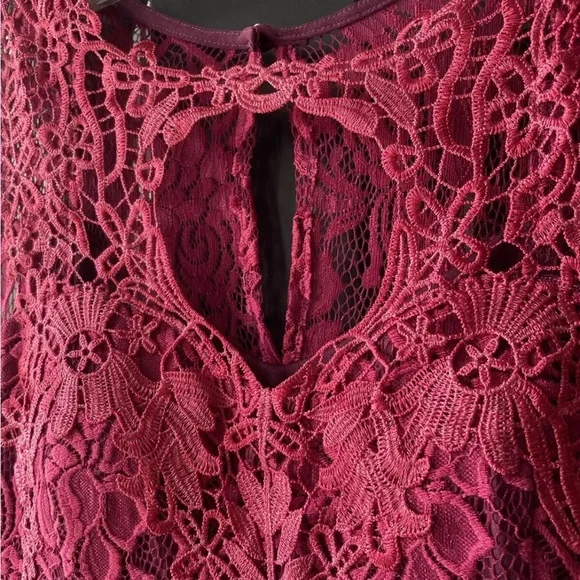 Dark Pink Lace Sleeveless Floral Dress Womens Size Medium Great For Parties - Picture 11 of 11
